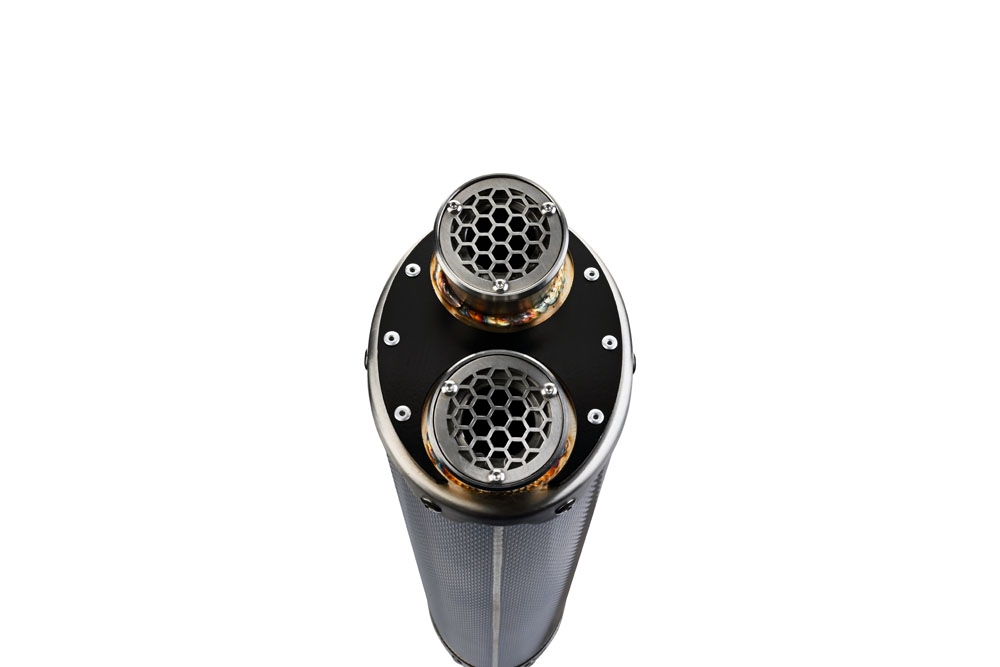Exhaust compatible with Ktm Lc 8 Adventure 1050 2015-2016, Dual Poppy, Homologated legal slip-on exhaust including removable db killer and link pipe 