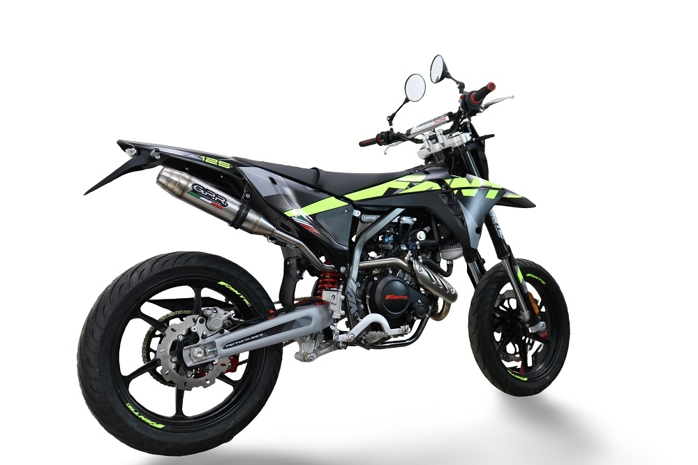 Exhaust compatible with Fantic Motor XEF 125 2025-2026, Deeptone Inox, Slip-on exhaust legal for UK and non-EU markets including link pipe and removable db killer 