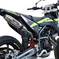 Exhaust compatible with Fantic Motor XEF 125 2025-2026, Deeptone Inox, Slip-on exhaust legal for UK and non-EU markets including link pipe and removable db killer 