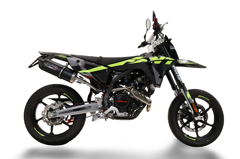 Exhaust compatible with Fantic Motor XEF 125 2025-2026, Furore Nero, Slip-on exhaust legal for UK and non-EU markets including link pipe and removable db killer 