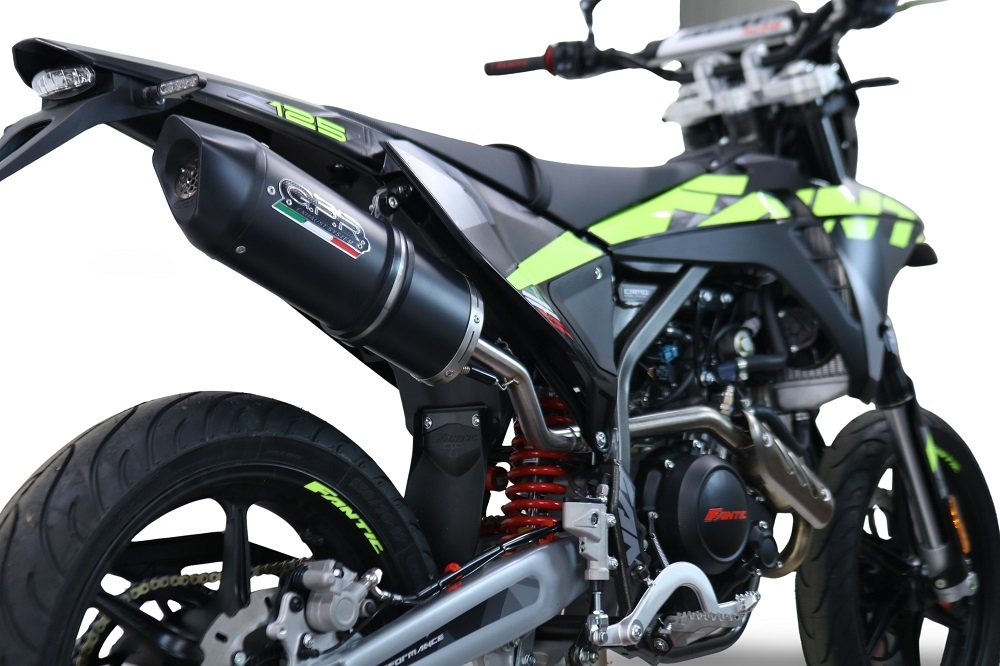 Exhaust compatible with Fantic Motor XEF 125 2025-2026, Furore Evo4 Nero, Homologated legal slip-on exhaust including removable db killer, link pipe and catalyst 