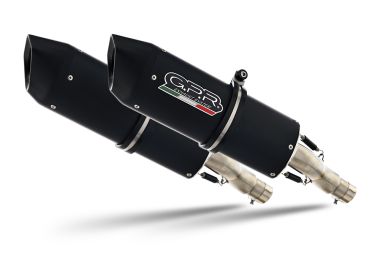 Exhaust compatible with Aprilia Pegaso 3 650 -Pegaso i.e. 1997-2000, Furore Nero, Dual Homologated legal slip-on exhaust including removable db killers and link pipes 