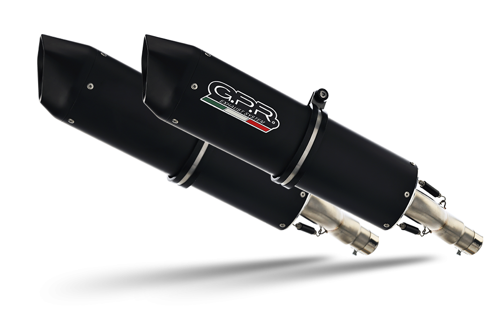 Exhaust compatible with Ktm LC8 Supermoto 950 2005-2008, Furore Nero, Dual Homologated legal bolt-on silencers including removable db killers 