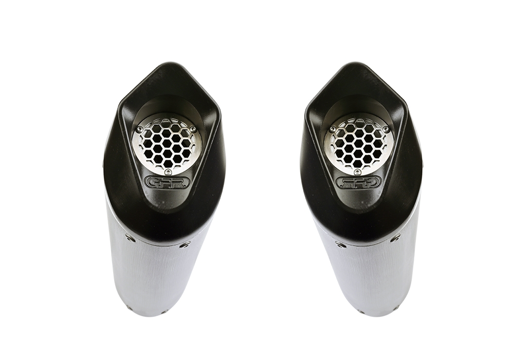 Exhaust compatible with Aprilia Dorsoduro 900 2017-2020, Furore Evo4 Nero, Dual Homologated legal slip-on exhaust including removable db killers and link pipes 