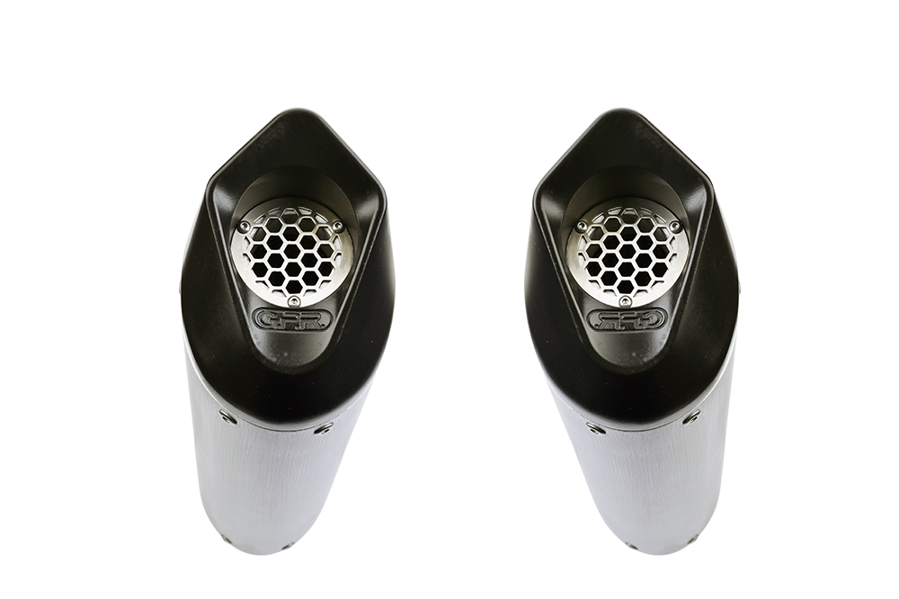 Exhaust compatible with Aprilia Dorsoduro 1200 2011-2016, Furore Evo4 Nero, Dual Homologated legal slip-on exhaust including removable db killers, link pipes and catalysts 