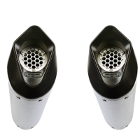Exhaust compatible with Aprilia Dorsoduro 1200 2011-2016, Furore Evo4 Nero, Dual Homologated legal slip-on exhaust including removable db killers, link pipes and catalysts 