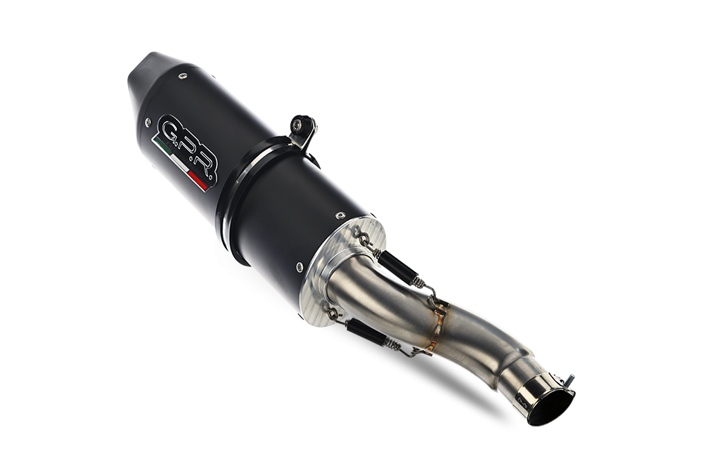 Exhaust compatible with Ktm LC8 Supermoto 950 2005-2008, Furore Nero, Dual Homologated legal bolt-on silencers including removable db killers 