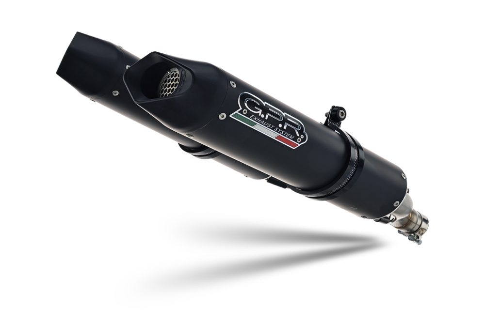 Exhaust compatible with Aprilia Dorsoduro 900 2017-2020, Furore Evo4 Nero, Dual Homologated legal slip-on exhaust including removable db killers and link pipes 