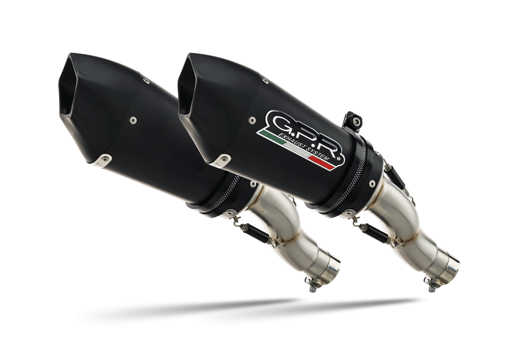 Exhaust compatible with Kawasaki Z 1000 Sx 2017-2020, Gpe Ann. Black titanium, Dual Homologated legal slip-on exhaust including removable db killers and link pipes 