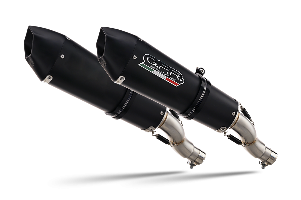 Exhaust compatible with Ducati Multistrada 620 2005-2007, Gpe Ann. Black titanium, Dual Homologated legal slip-on exhaust including removable db killers and link pipes 