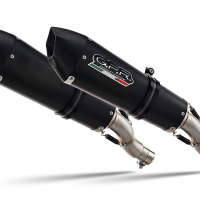 Exhaust compatible with Ducati Multistrada 620 2005-2007, Gpe Ann. Black titanium, Dual Homologated legal slip-on exhaust including removable db killers and link pipes 