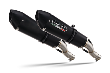 Exhaust compatible with Ducati Multistrada 620 2005-2007, Gpe Ann. Black titanium, Dual Homologated legal slip-on exhaust including removable db killers and link pipes 