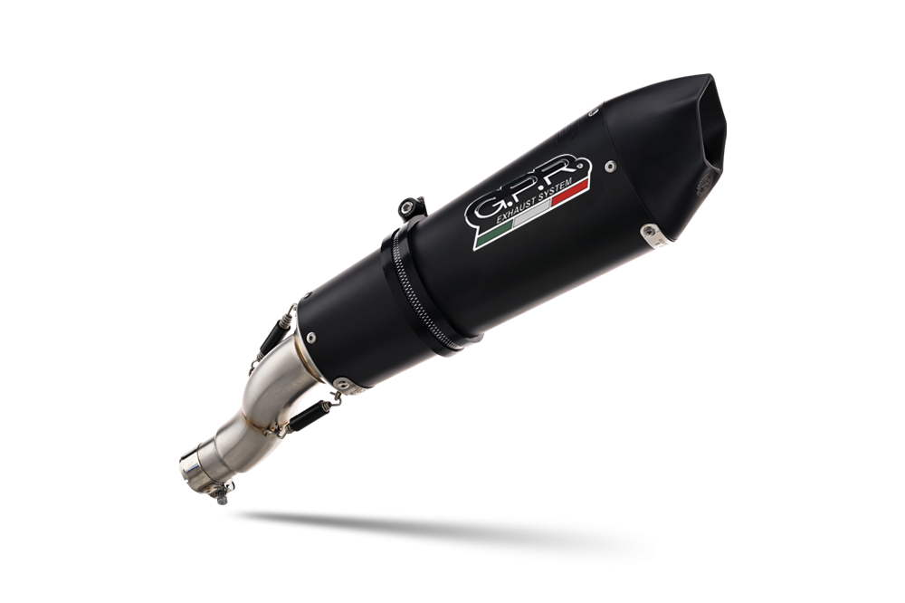 Exhaust compatible with Ktm Enduro 690 R 2021-2024, GP Evo4 Black Titanium, Homologated legal slip-on exhaust including removable db killer, link pipe and catalyst 