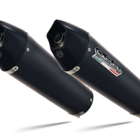 Exhaust compatible with Ducati Multistrada 620 2005-2007, Gpe Ann. Black titanium, Dual Homologated legal slip-on exhaust including removable db killers and link pipes 