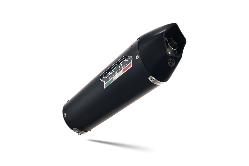 Exhaust compatible with Gilera Gp 800 2008-2013, Gpe Ann. Black titanium, Homologated legal Mid-full system exhaust, including removable db killer and catalyst 