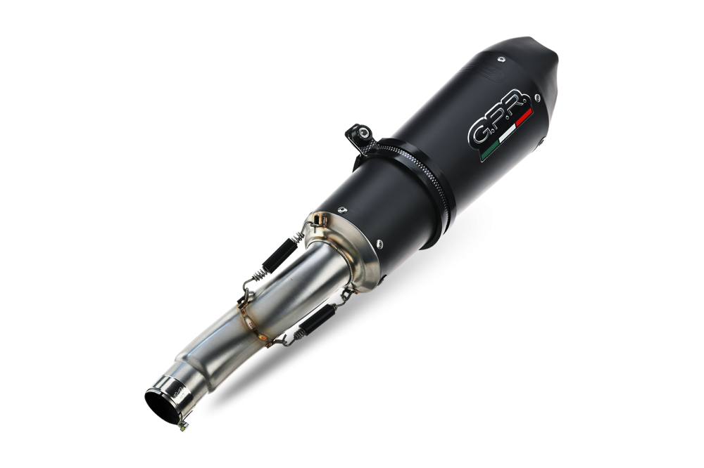 Exhaust compatible with Ktm Enduro 690 R 2021-2024, GP Evo4 Black Titanium, Homologated legal slip-on exhaust including removable db killer, link pipe and catalyst 