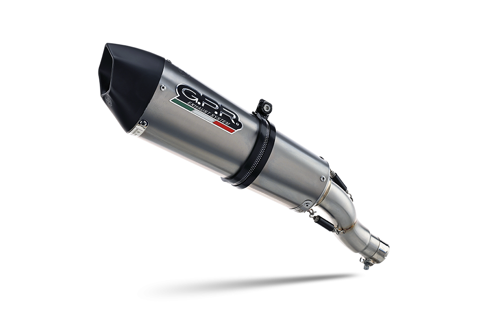Exhaust compatible with Ducati Multistrada 1200 2010-2014, Gpe Ann. titanium, Homologated legal Mid-full system exhaust, including removable db killer and catalyst 