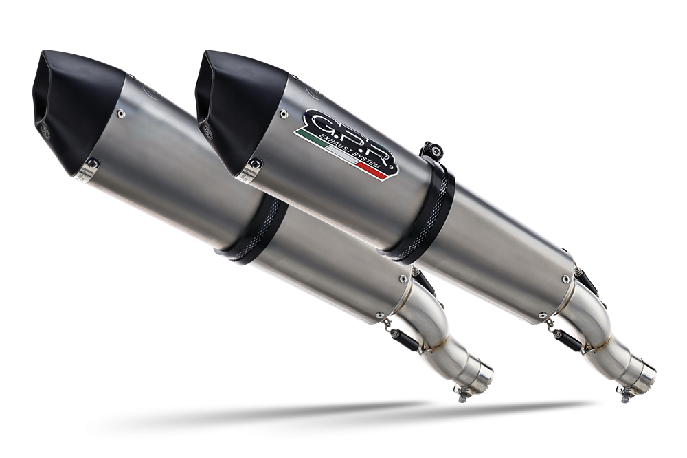 Exhaust compatible with Yamaha Xt 660 X-R 2004-2014, Gpe Ann. titanium, Dual Homologated legal slip-on exhaust including removable db killers and link pipes 