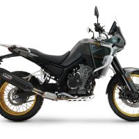 Exhaust compatible with Kove 800X 2024-2026, Furore-X Titanio Nero, Racing slip-on exhausts including link pipe and removable db killer 