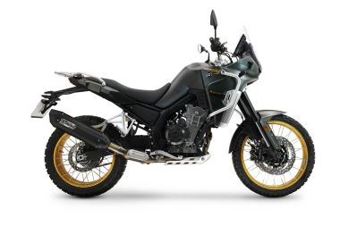 Exhaust compatible with Kove 800X 2024-2026, Furore-X Titanio Nero, Racing slip-on exhausts including link pipe and removable db killer 