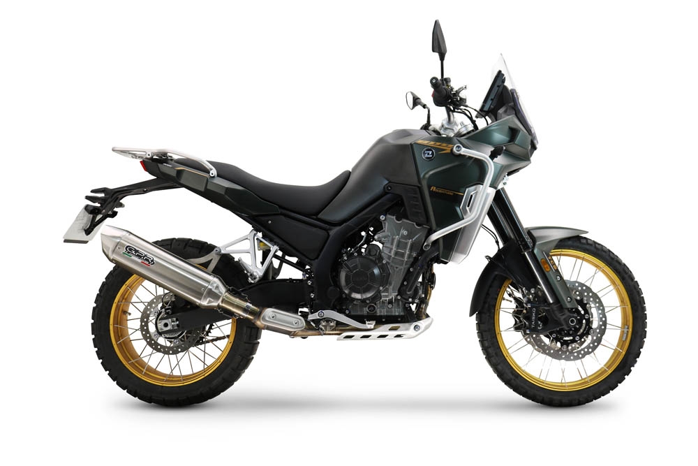 Exhaust compatible with Kove 800X 2024-2026, Furore-X Acciaio Inox, Racing slip-on exhausts including link pipe and removable db killer 