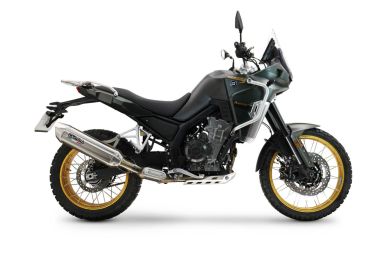 Exhaust compatible with Kove 800X 2024-2026, Furore-X Acciaio Inox, Racing slip-on exhausts including link pipe and removable db killer 