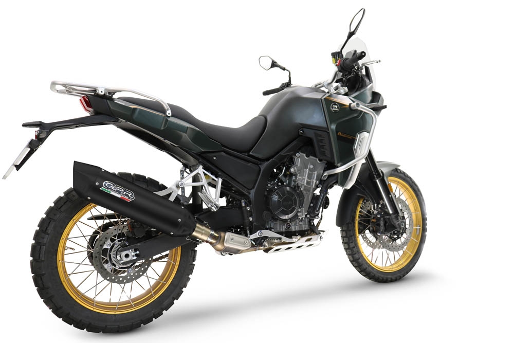 Exhaust compatible with Kove 800X 2024-2026, Furore-X Titanio Nero, Racing slip-on exhausts including link pipe and removable db killer 