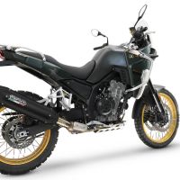 Exhaust compatible with Kove 800X 2024-2026, Furore-X Titanio Nero, Racing slip-on exhausts including link pipe and removable db killer 