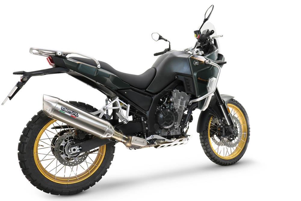 Exhaust compatible with Kove 800X 2024-2026, Furore-X Acciaio Inox, Racing slip-on exhausts including link pipe and removable db killer 