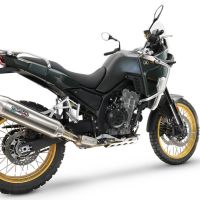 Exhaust compatible with Kove 800X 2024-2026, Furore-X Acciaio Inox, Racing slip-on exhausts including link pipe and removable db killer 