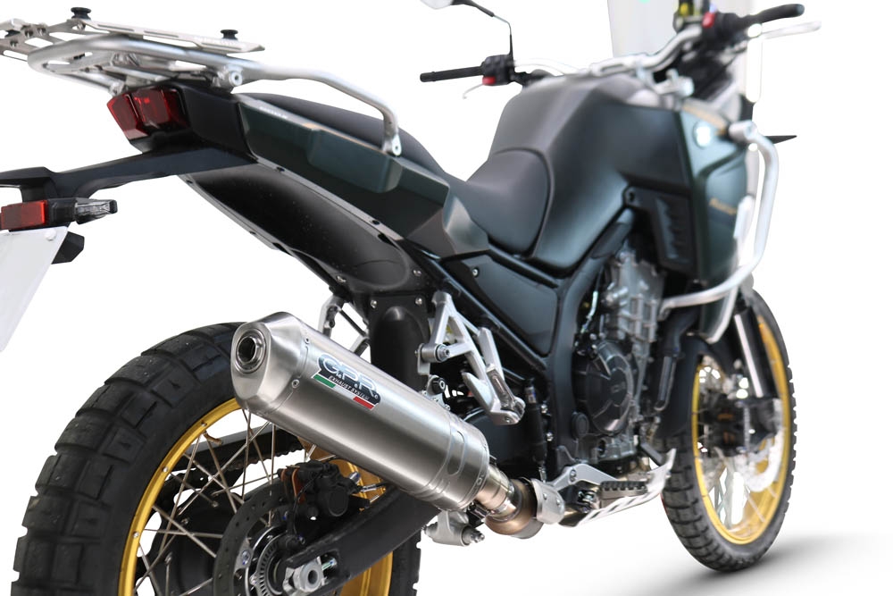 Exhaust compatible with Kove 800X 2024-2026, Satinox , Homologated legal slip-on exhaust including removable db killer and link pipe 