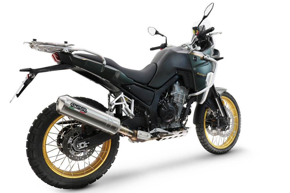 Exhaust compatible with Kove 800X 2024-2026, Satinox , Homologated legal slip-on exhaust including removable db killer and link pipe 