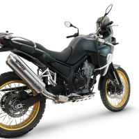 Exhaust compatible with Kove 800X 2024-2026, Satinox , Homologated legal slip-on exhaust including removable db killer and link pipe 