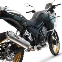 Exhaust compatible with Kove 800X 2024-2026, Dune Triovale Titanio, Homologated legal slip-on exhaust including removable db killer and link pipe 