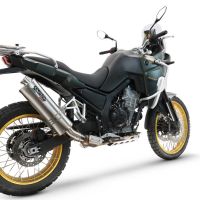 Exhaust compatible with Kove 800X 2024-2026, Dune Triovale Titanio, Homologated legal slip-on exhaust including removable db killer and link pipe 