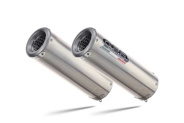Exhaust compatible with Aprilia Shiver 900 2017-2020, M3 Inox , Dual Homologated legal slip-on exhaust including removable db killers and link pipes 