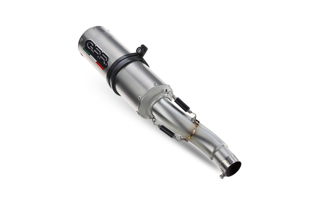 Exhaust compatible with Cf Moto 700 CL-X Heritage 2025-2026, M3 Titanium Natural, Homologated legal slip-on exhaust including removable db killer and link pipe 