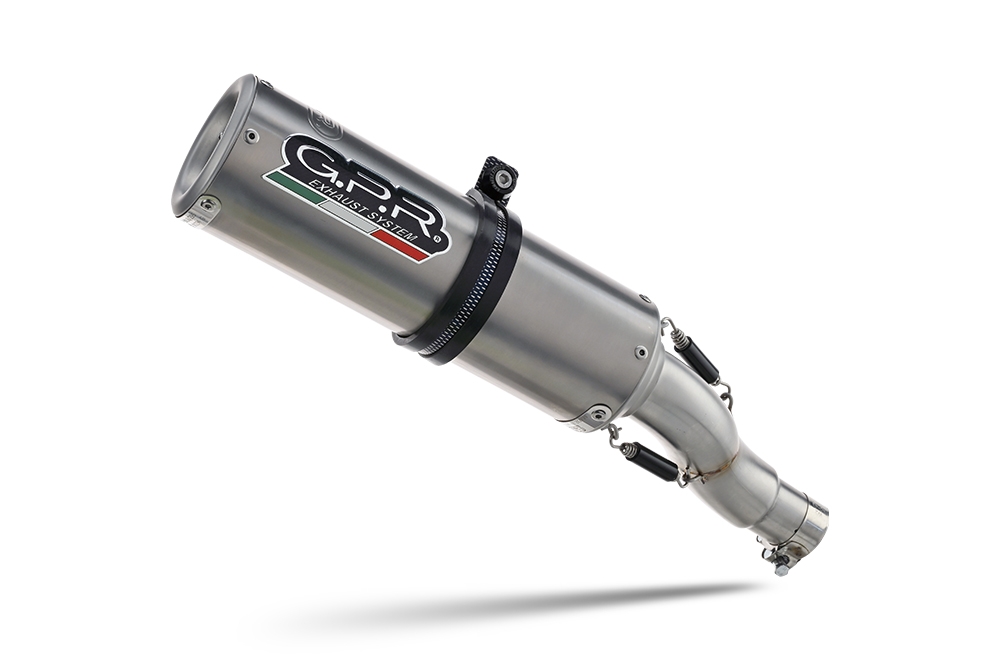 Exhaust compatible with Cf Moto 700 CL-X Heritage 2025-2026, M3 Titanium Natural, Homologated legal slip-on exhaust including removable db killer and link pipe 