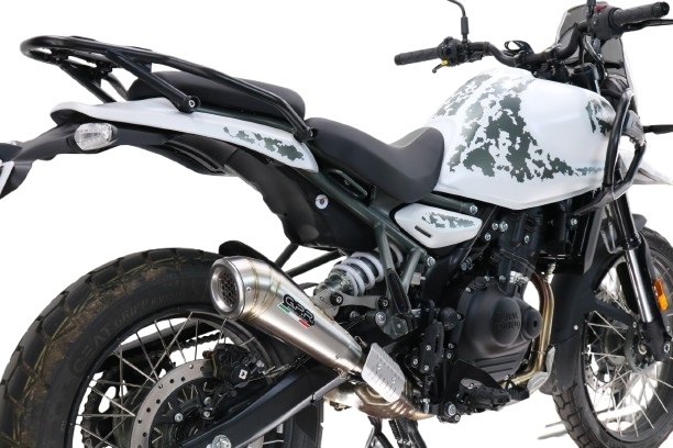 Exhaust compatible with Royal Enfield Guerrilla 450 2024-2025, Powercone Evo, Homologated legal slip-on exhaust including removable db killer and link pipe 