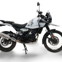 Exhaust compatible with Royal Enfield Guerrilla 450 2024-2025, Dune Triovale Titanio, Homologated legal slip-on exhaust including removable db killer and link pipe 