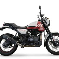 Exhaust compatible with Royal Enfield Scram 411 2022-2024, Furore Nero, Slip-on exhaust legal for UK and non-EU markets including link pipe and removable db killer 