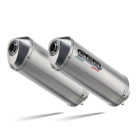 Exhaust compatible with Ducati Monster 800 2003-2005, Satinox, Dual Homologated legal slip-on exhaust including removable db killers and link pipes 