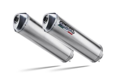 Exhaust compatible with Aprilia Etv Caponord 1000 Rally 2001-2007, Satinox, Dual Homologated legal slip-on exhaust including removable db killers and link pipes 