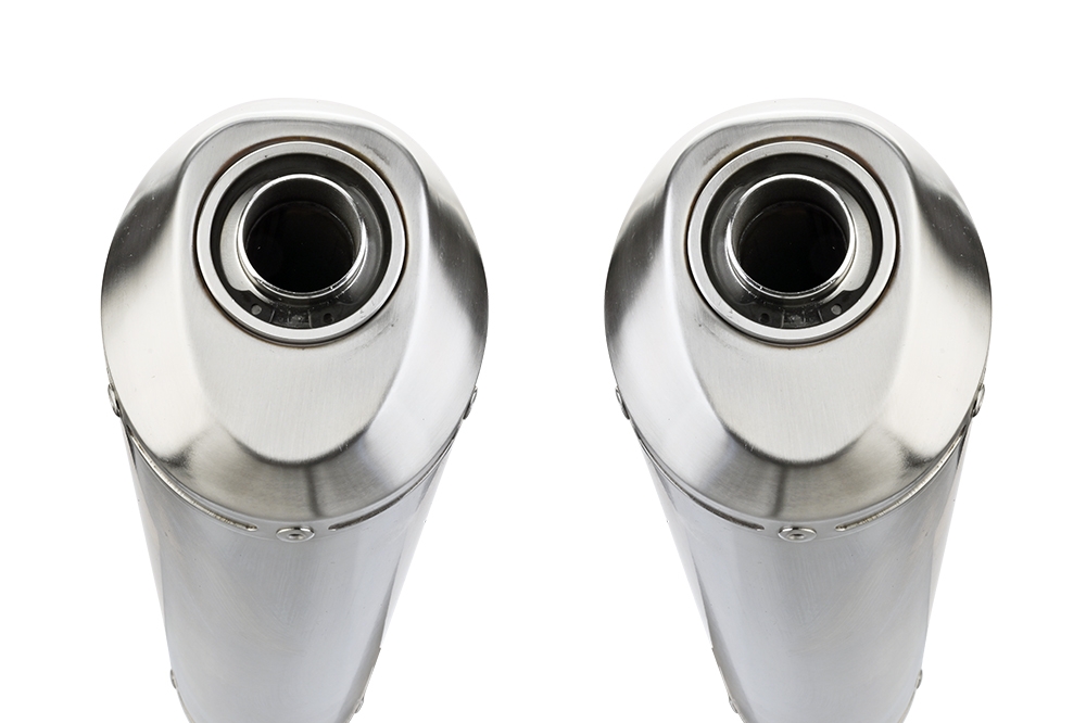 Exhaust compatible with Ducati Monster 620 2003-2006, Satinox, Dual Homologated legal slip-on exhaust including removable db killers and link pipes 