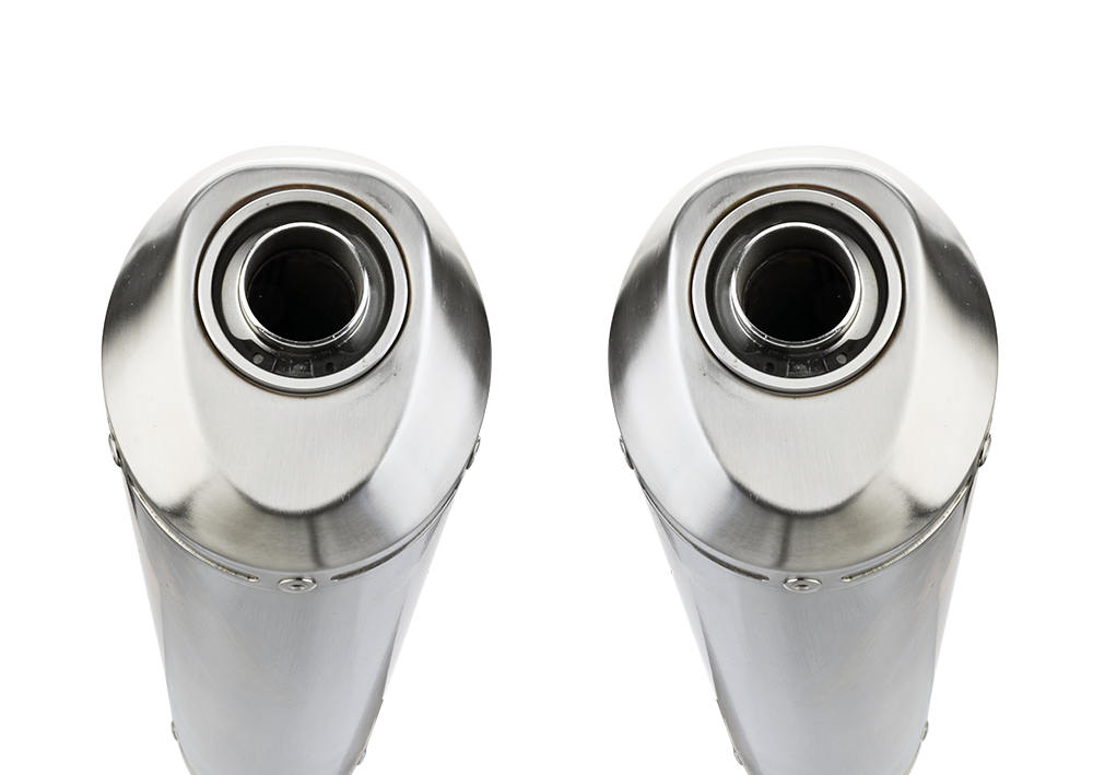 Exhaust compatible with Aprilia Tuono R 1000 Factory 2006-2010, Satinox, Dual Homologated legal slip-on exhaust including removable db killers and link pipes 
