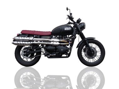 Exhaust compatible with Triumph Scrambler 900 2006-2014, Deeptone Inox, Dual Homologated legal slip-on exhaust including removable db killers and link pipes 