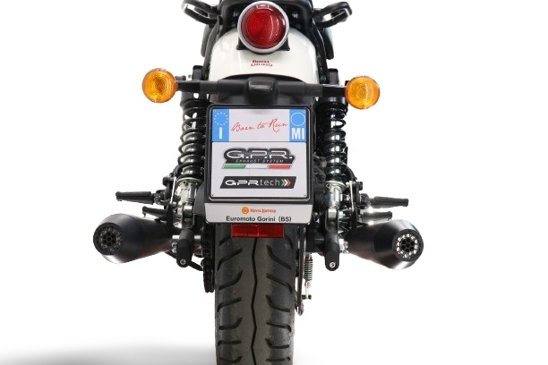 Exhaust compatible with Royal Enfield Shotgun 650 2024-2025, Ultracone Black, Dual slip-on exhaust legal for UK and non-EU countries including removable db killers and link pipes 