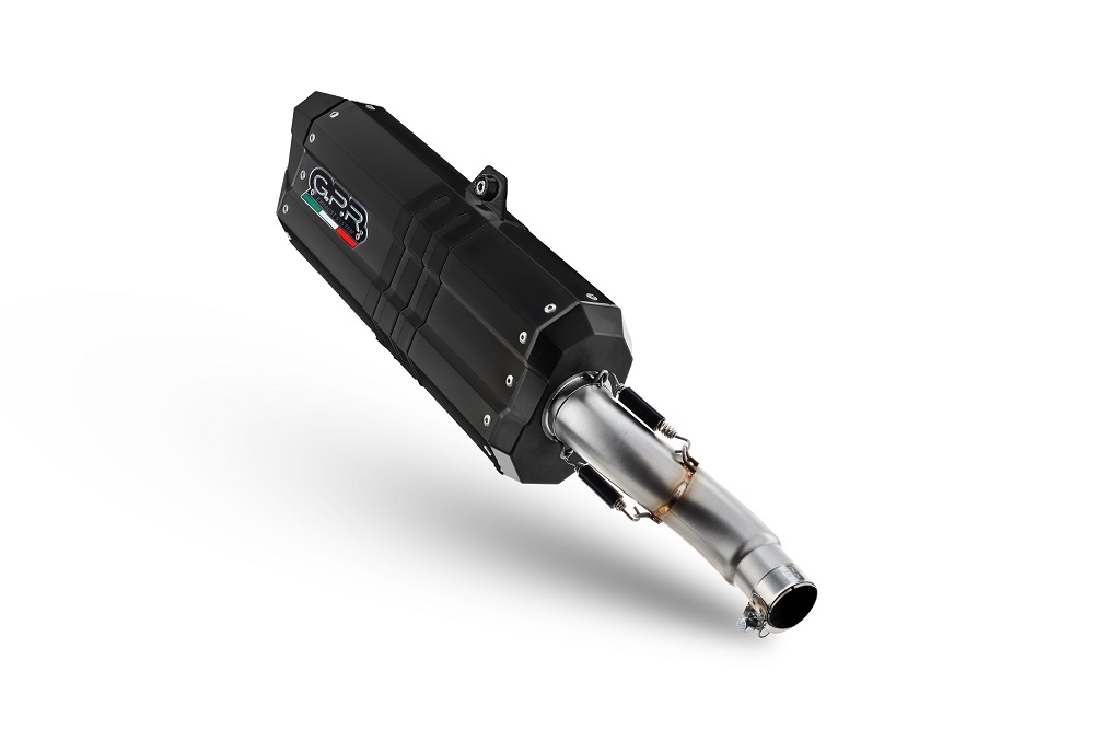 Exhaust compatible with Bmw F 750 Gs 2018-2020, Hyper Sonic Black Titanium, Homologated legal slip-on exhaust including removable db killer and link pipe 