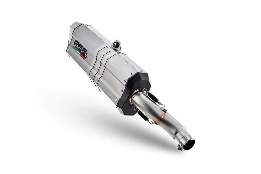Exhaust compatible with Bmw F 800 GS Adventure 2016-2018, Hyper Sonic Titanium, Homologated legal slip-on exhaust including removable db killer and link pipe 