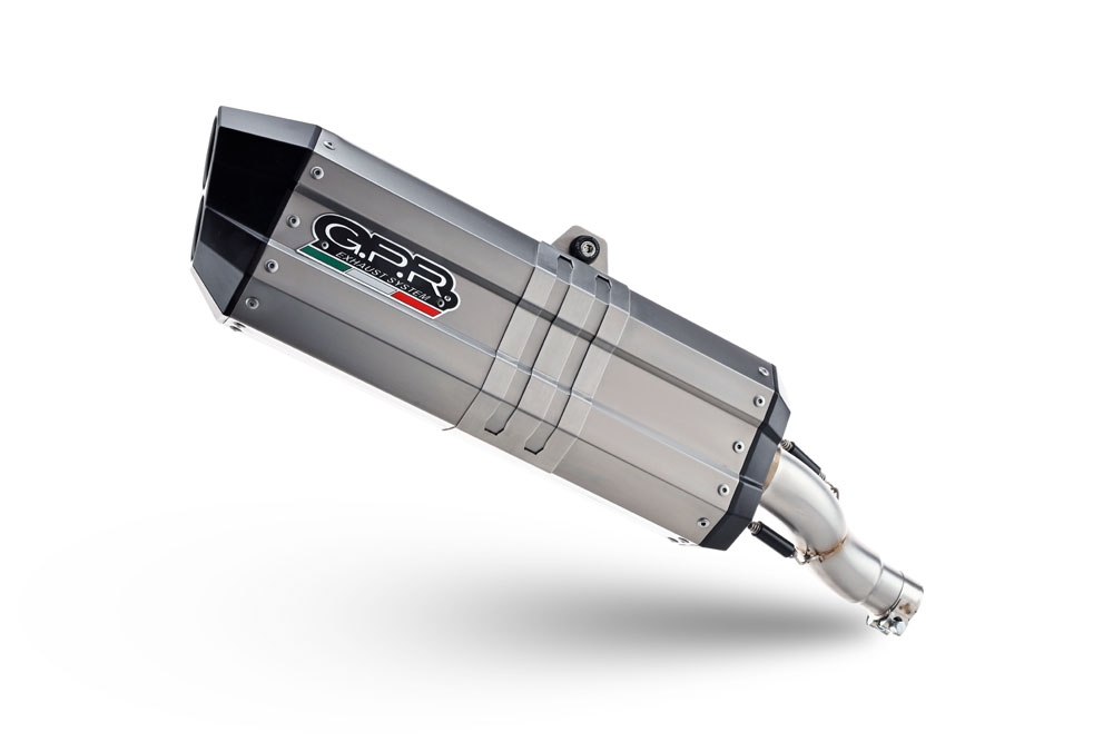 Exhaust compatible with Bmw F 800 GS Adventure 2016-2018, Hyper Sonic Titanium, Homologated legal slip-on exhaust including removable db killer and link pipe 